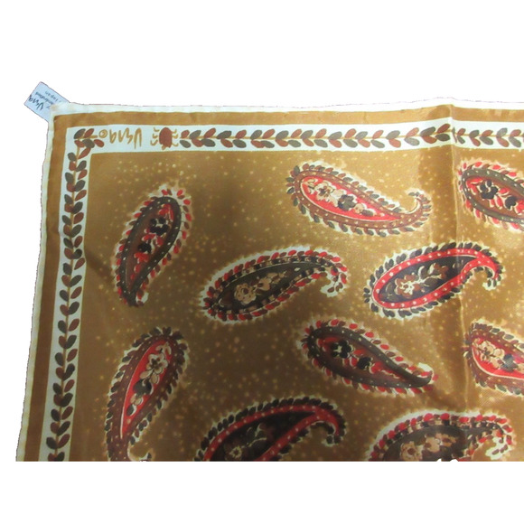 Vintage Vera Neumann Scarf 26” Square Brown Paisley Signed 100% Acetate Japan - Picture 5 of 6